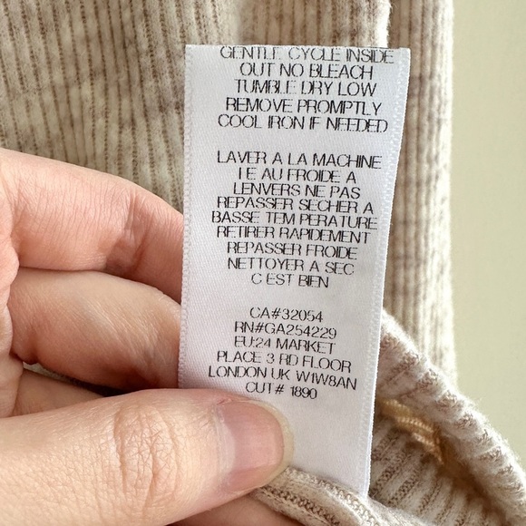 DOLAN Mockneck Long Sleeve Sweater with Keyhole Neckline, Tan, Size XS - Picture 11 of 16